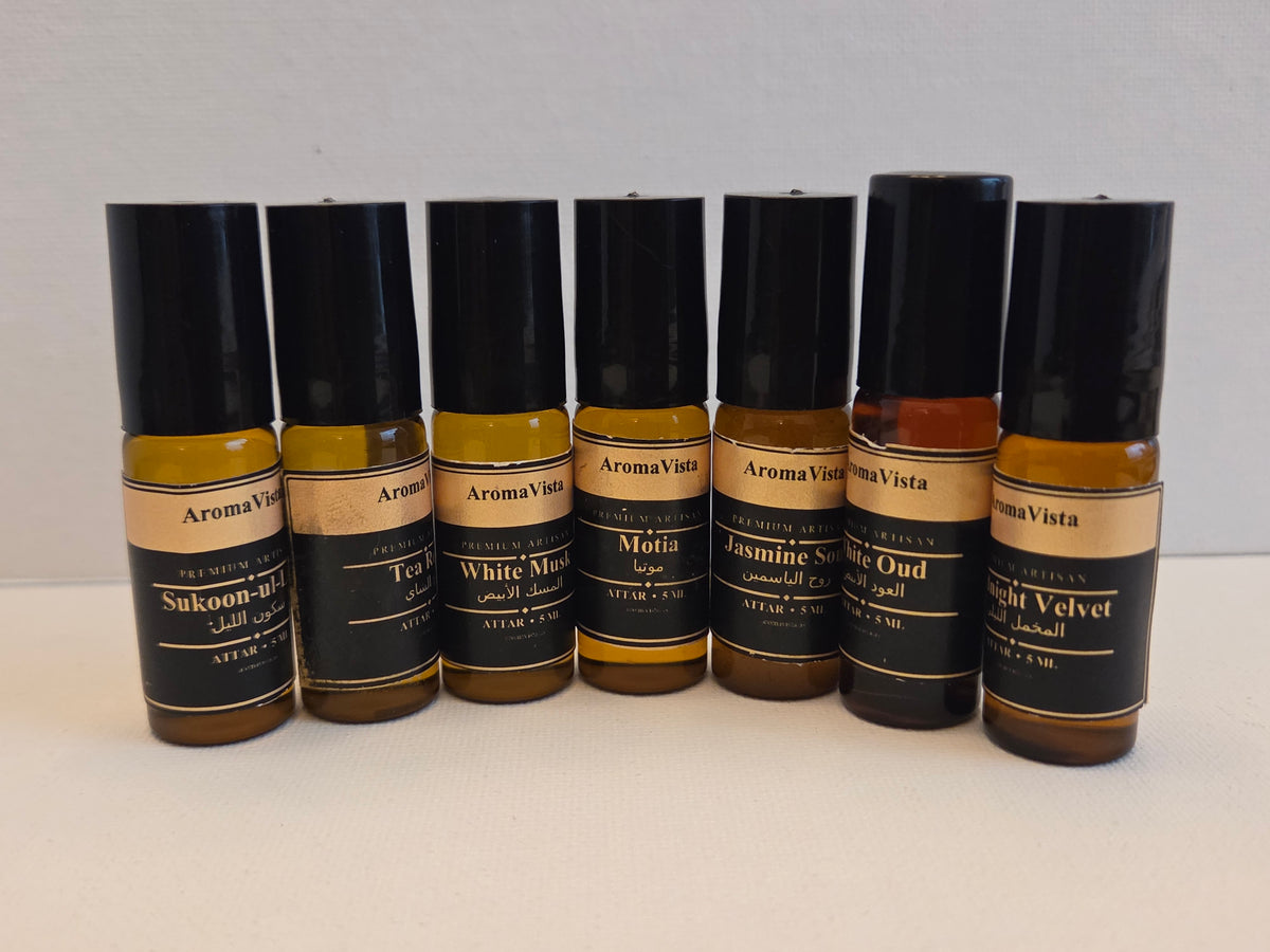 AromaVista Premium Artisan Attar Discovery Set — Choose 3, 5, or 7