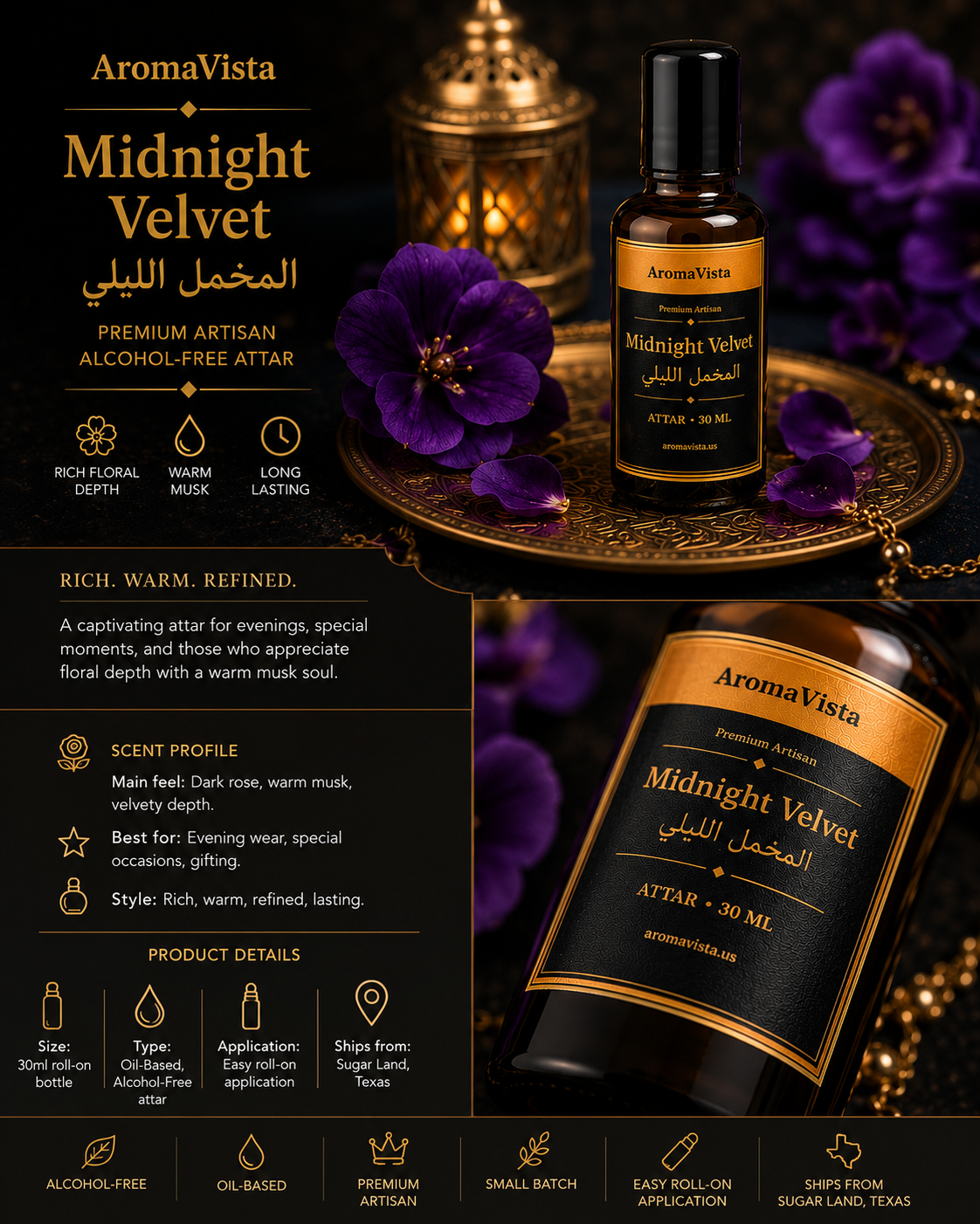 Midnight Velvet Alcohol-Free Attar Oil 30ml