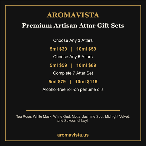AromaVista Premium Artisan Attar Gift Set bundle pricing card