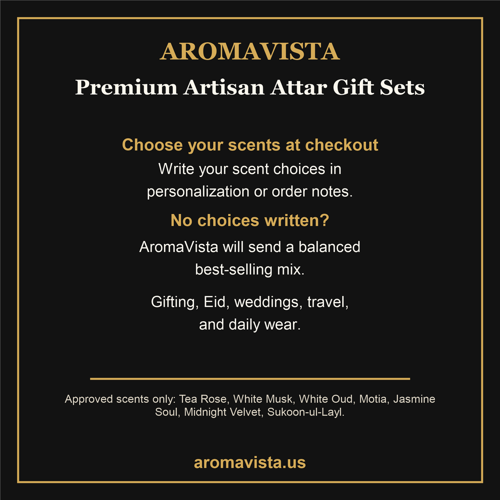 AromaVista Attar Gift Set scent choice instruction card