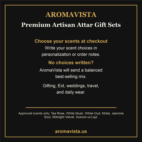 AromaVista Attar Gift Set scent choice instruction card