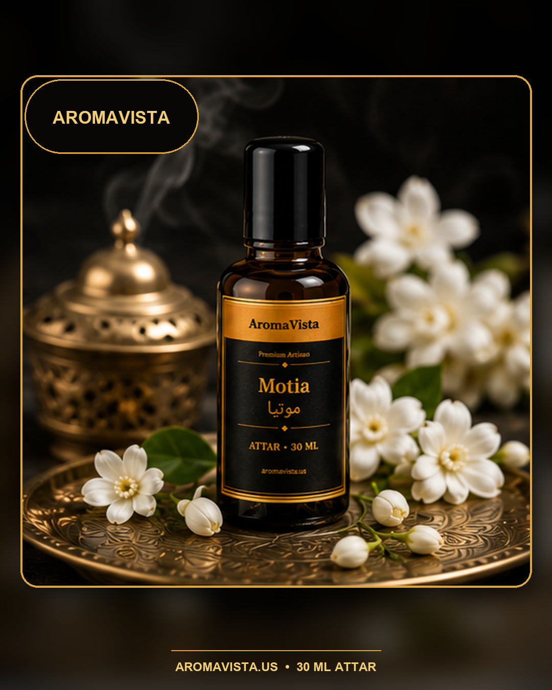 Motia Attar Oil – Soft White Floral, Alcohol-Free 30ml Roll-On